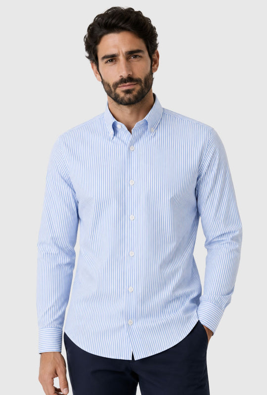 Camicia uomo regular Fit Portocervo- RIGATO AZZURRO