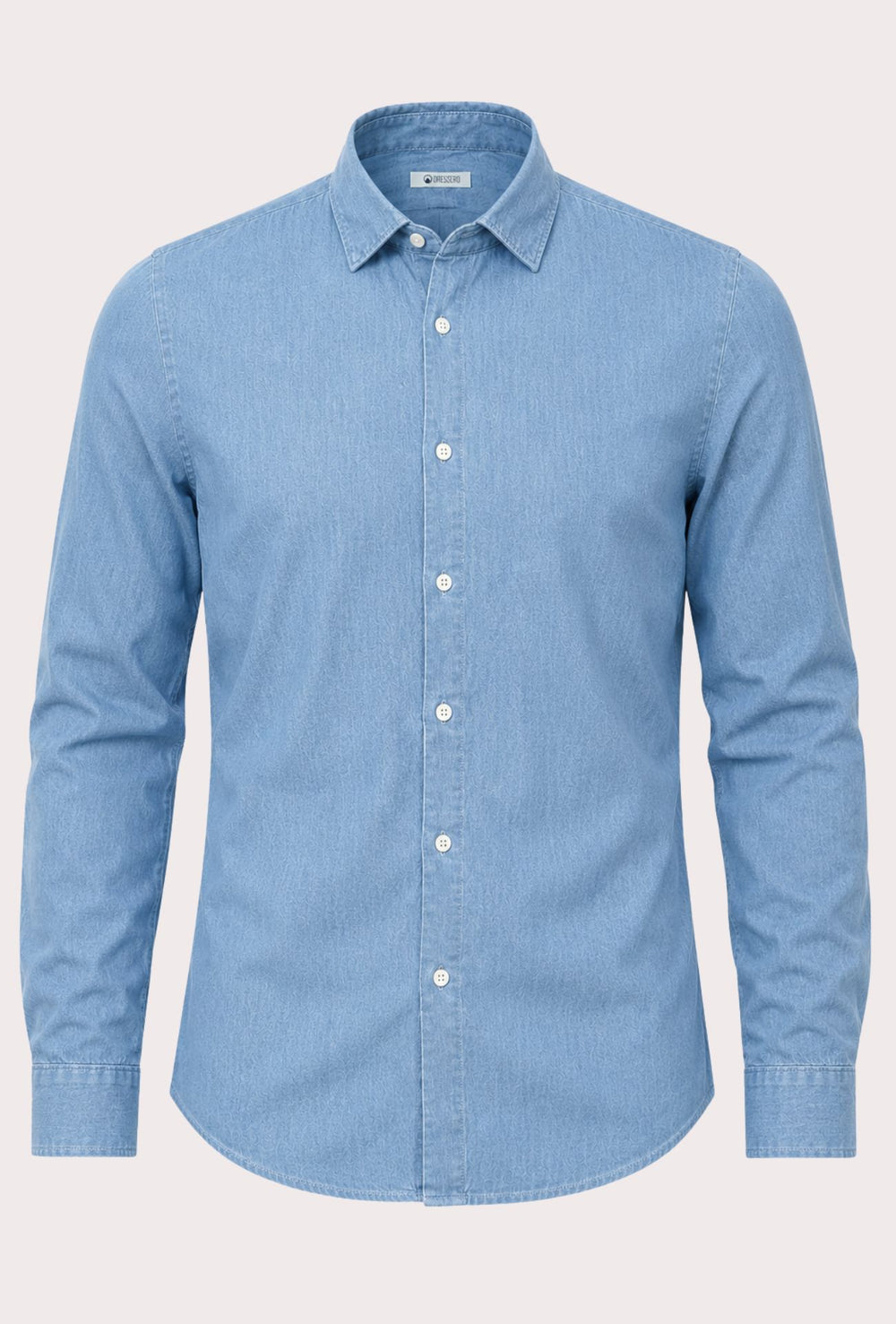 Camicia uomo Jeans manica lunga leggera semi slim fit - CELESTE