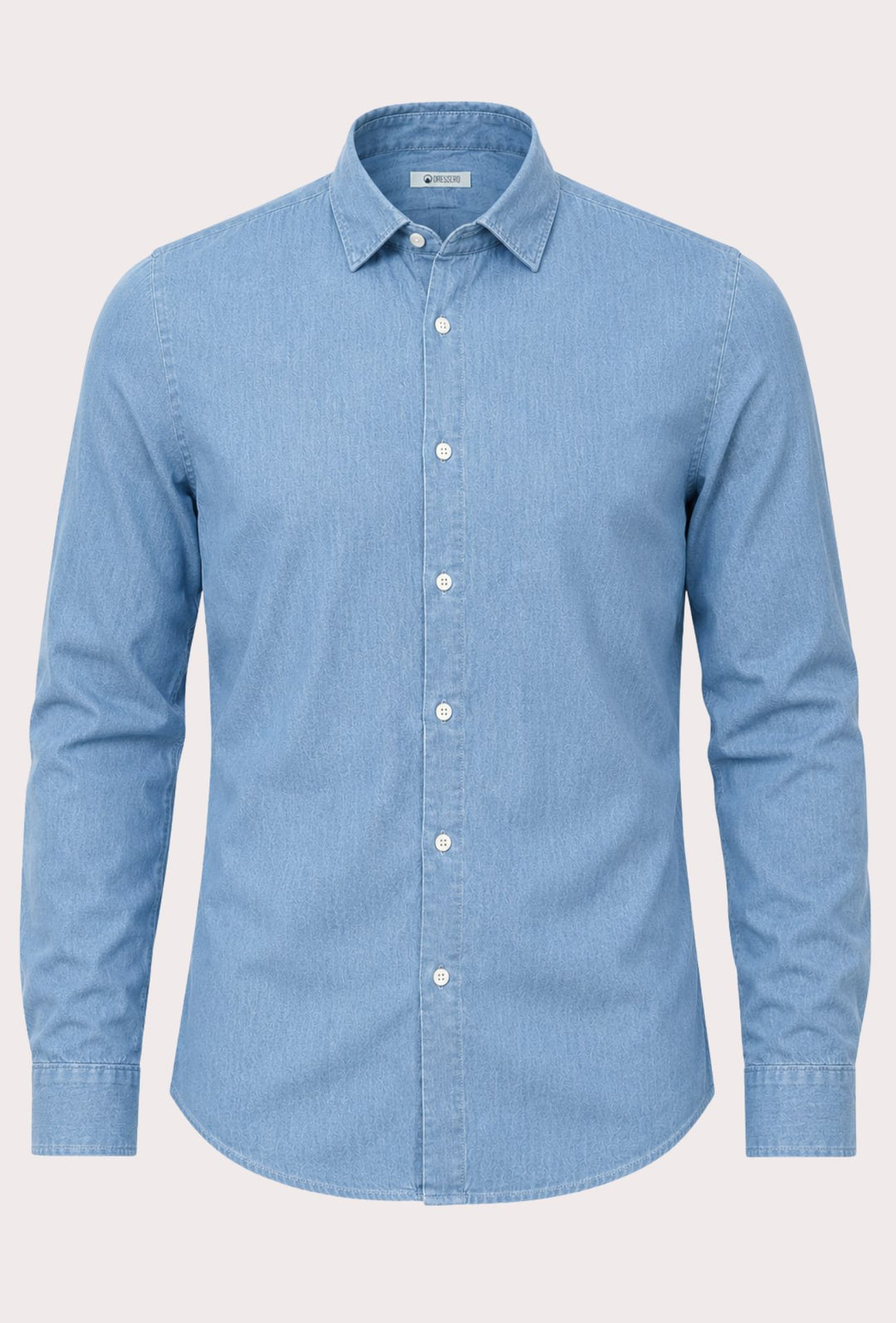 Camicia uomo Jeans manica lunga leggera semi slim fit - CELESTE
