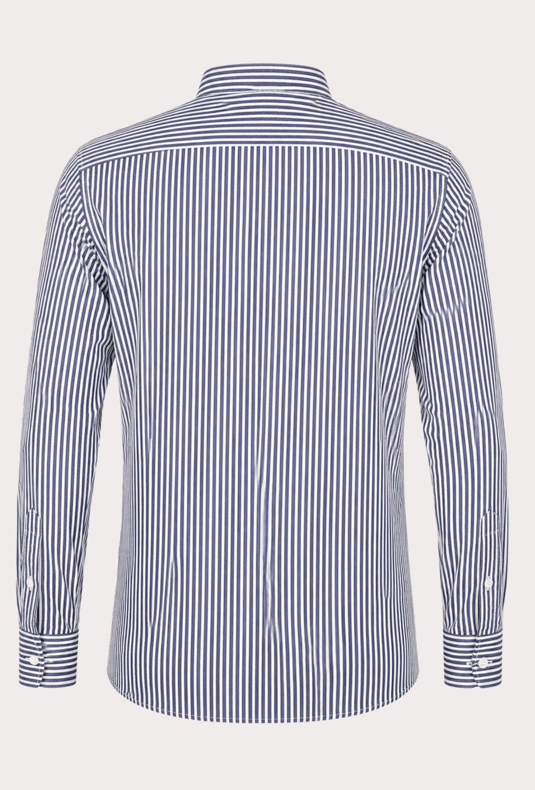 Camicia Uomo Manica Lunga Lino e Cotone Collo Coreano a righe Made in Italy -BLU NAVY