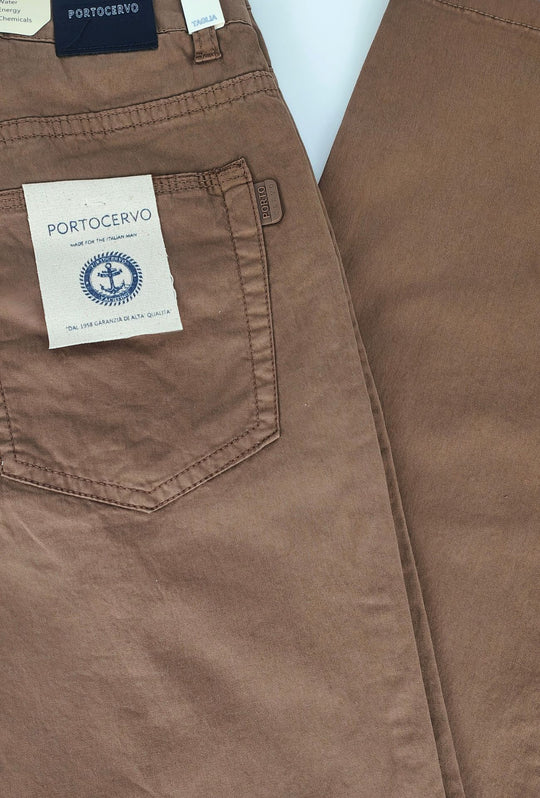Pantalone uomo Portocervo 5 tasche in cotone leggero - CAMMELLO