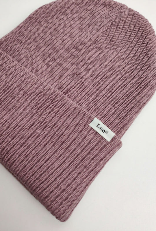 Berretto Donna Lee in Maglia a Costine con Risvolto- ROSA ANTICO