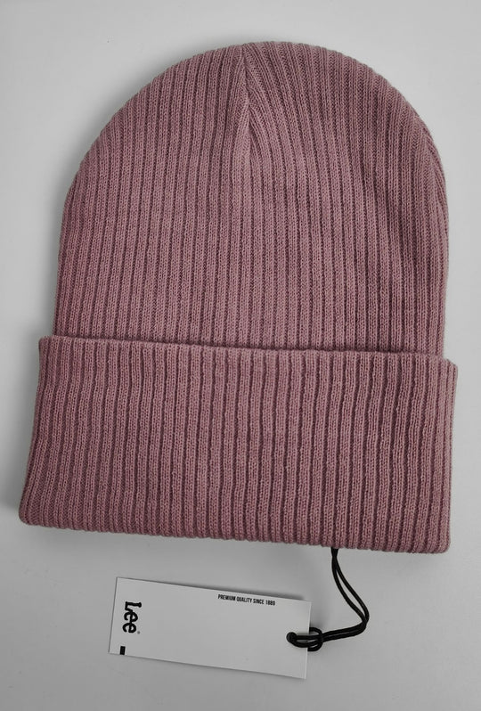 Berretto Donna Lee in Maglia a Costine con Risvolto- ROSA ANTICO