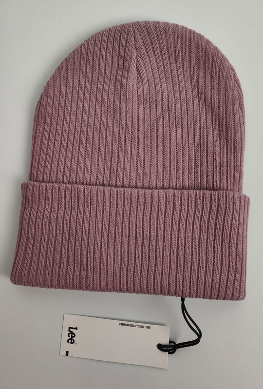 Berretto Donna Lee in Maglia a Costine con Risvolto- ROSA ANTICO