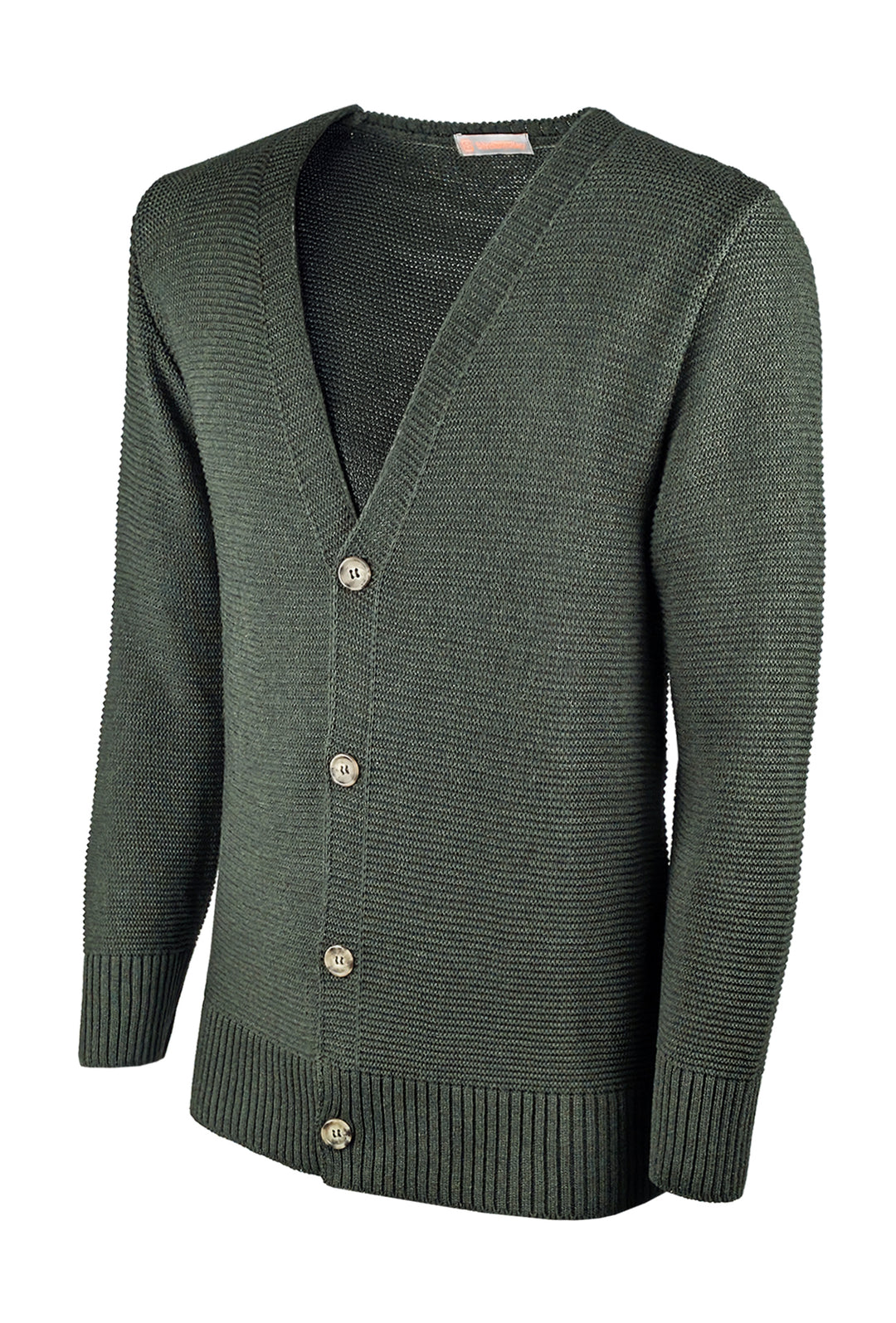 Cardigan uomo in filo maglia aperta con bottoni - VERDE BOSCO