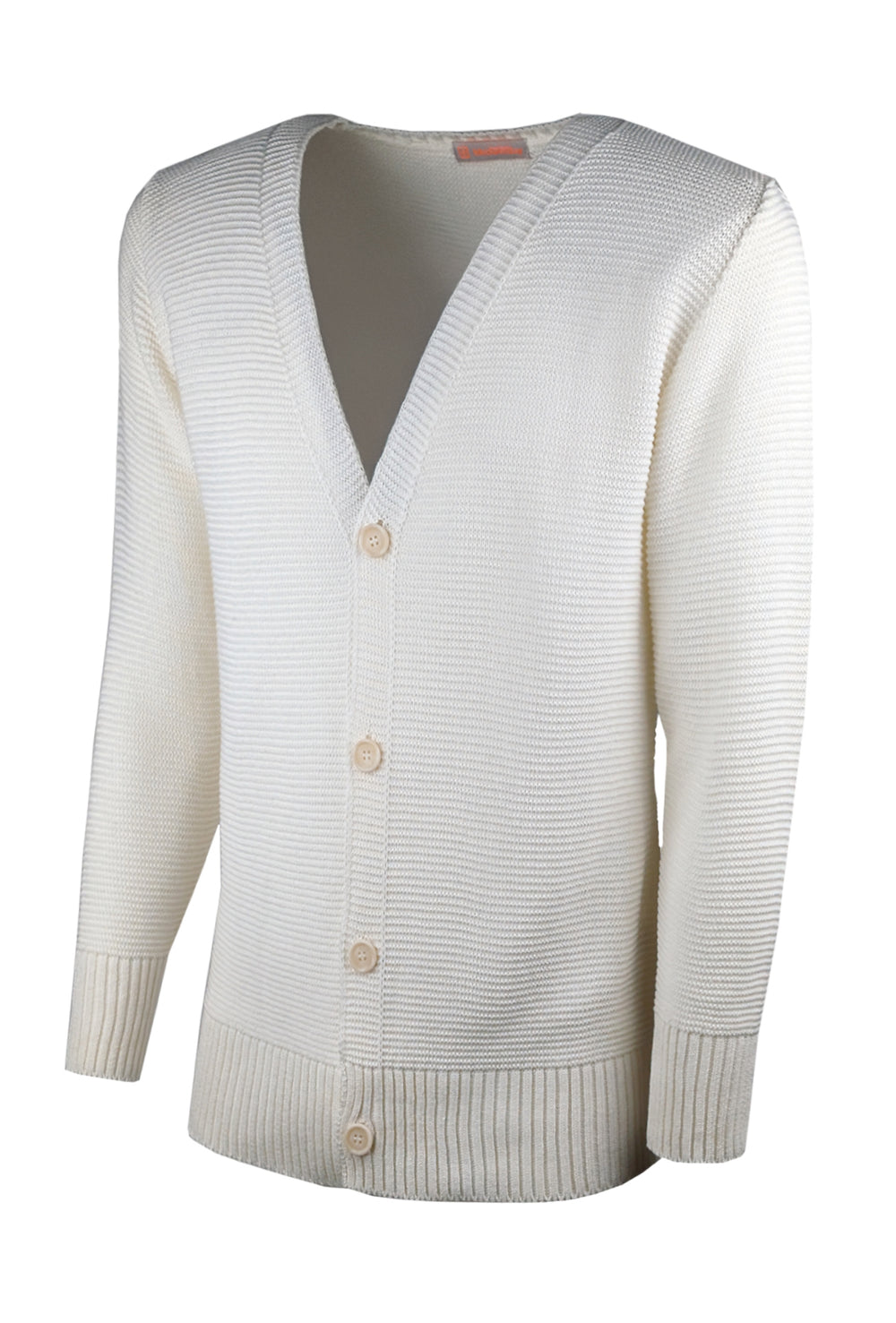 Cardigan uomo in filo maglia aperta con bottoni - PANNA