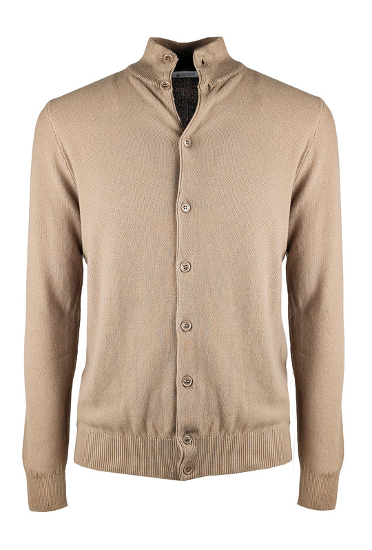 Cardigan uomo Maglione cotone trama lavorata con bottoni - CAMMELLO
