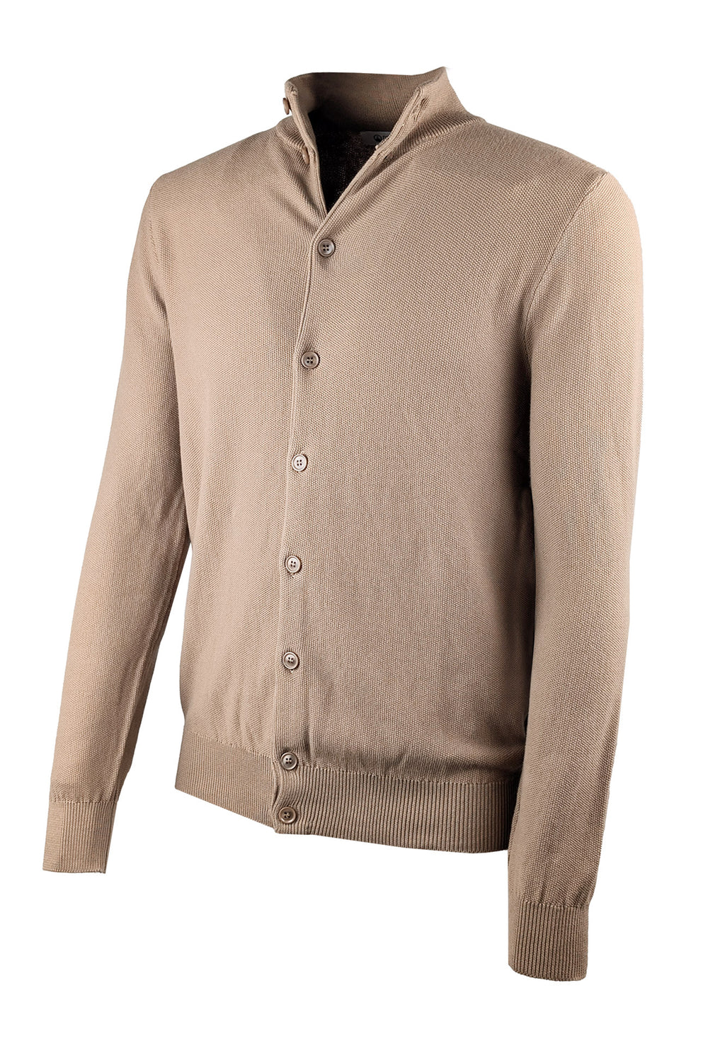 Cardigan uomo Maglione cotone trama lavorata con bottoni - CAMMELLO