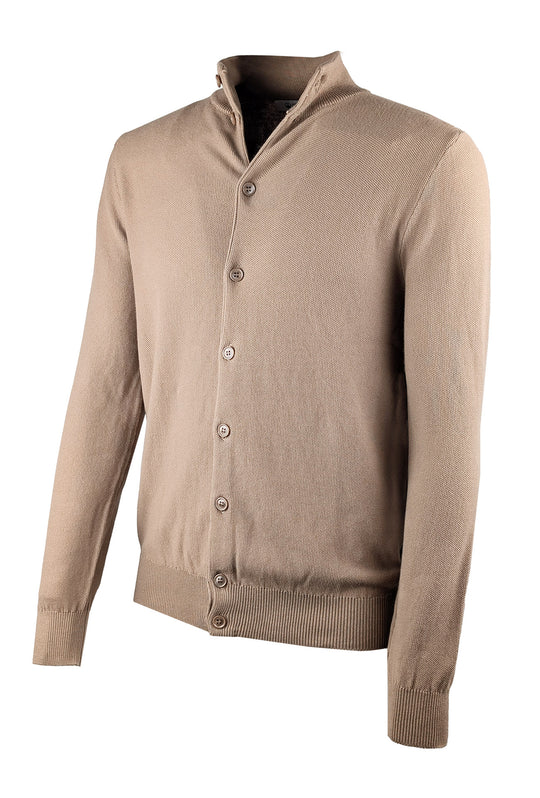Cardigan uomo Maglione cotone trama lavorata con bottoni - CAMMELLO