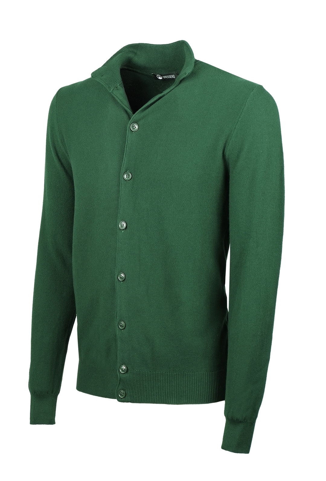 Cardigan uomo Maglione cotone trama lavorata con bottoni - VERDE