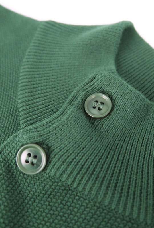 Cardigan uomo Maglione cotone trama lavorata con bottoni - VERDE