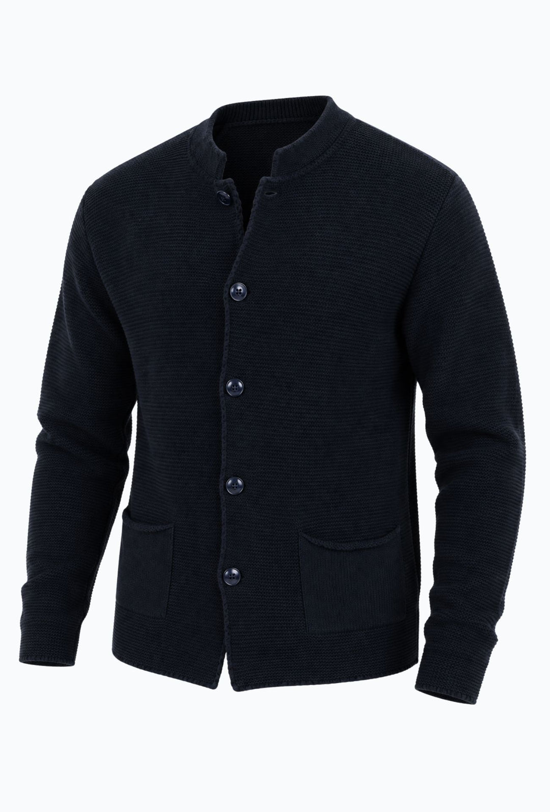 Cardigan Uomo invernale collo coreano in Maglia Made in Italy - BLU