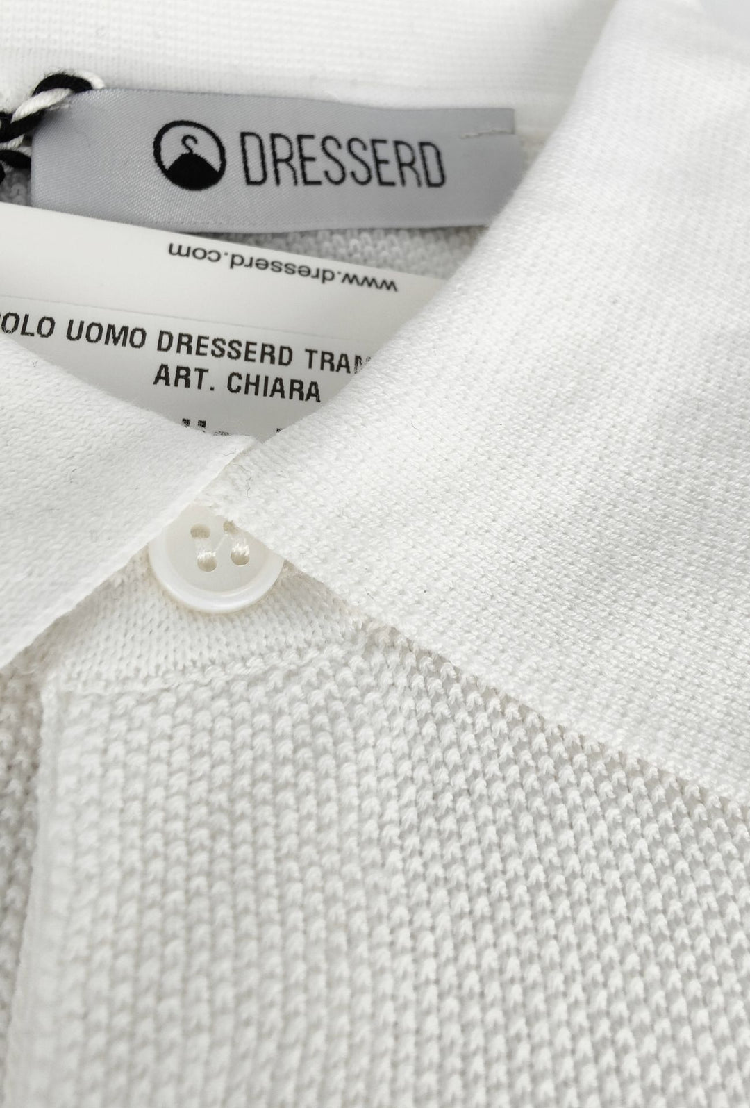 Polo uomo in maglia 100% Cotone in maglia trama lavorata - BIANCO