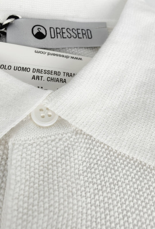 Polo uomo in maglia 100% Cotone in maglia trama lavorata - BIANCO