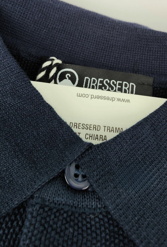 Polo uomo in maglia 100% Cotone in maglia trama lavorata - BLU