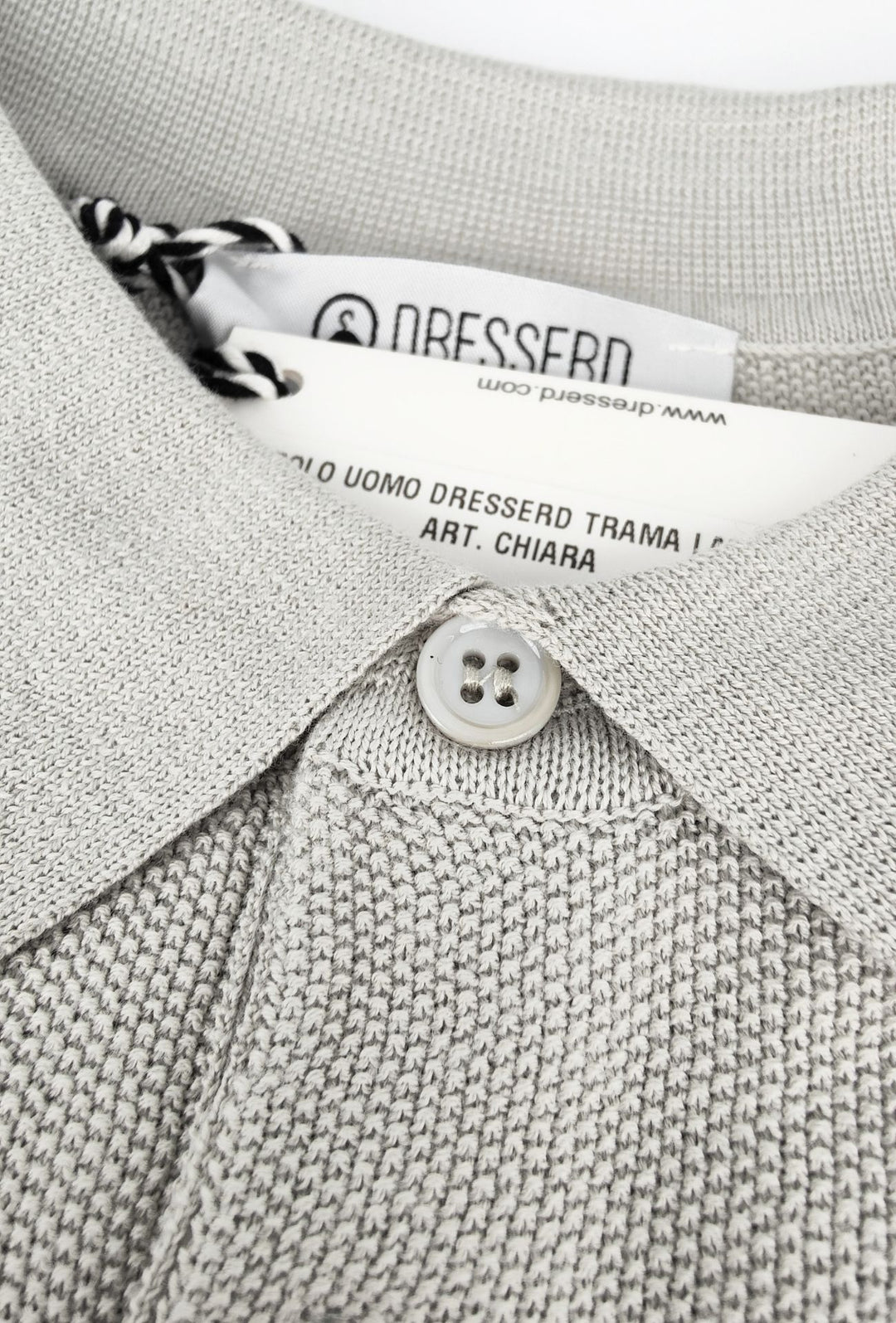 Polo uomo in maglia 100% Cotone in maglia trama lavorata - GRIGIO