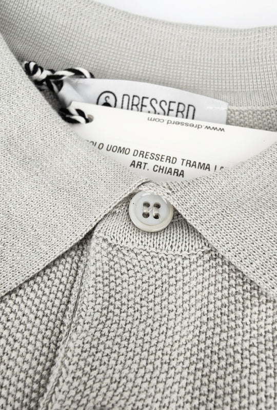Polo uomo in maglia 100% Cotone in maglia trama lavorata - GRIGIO