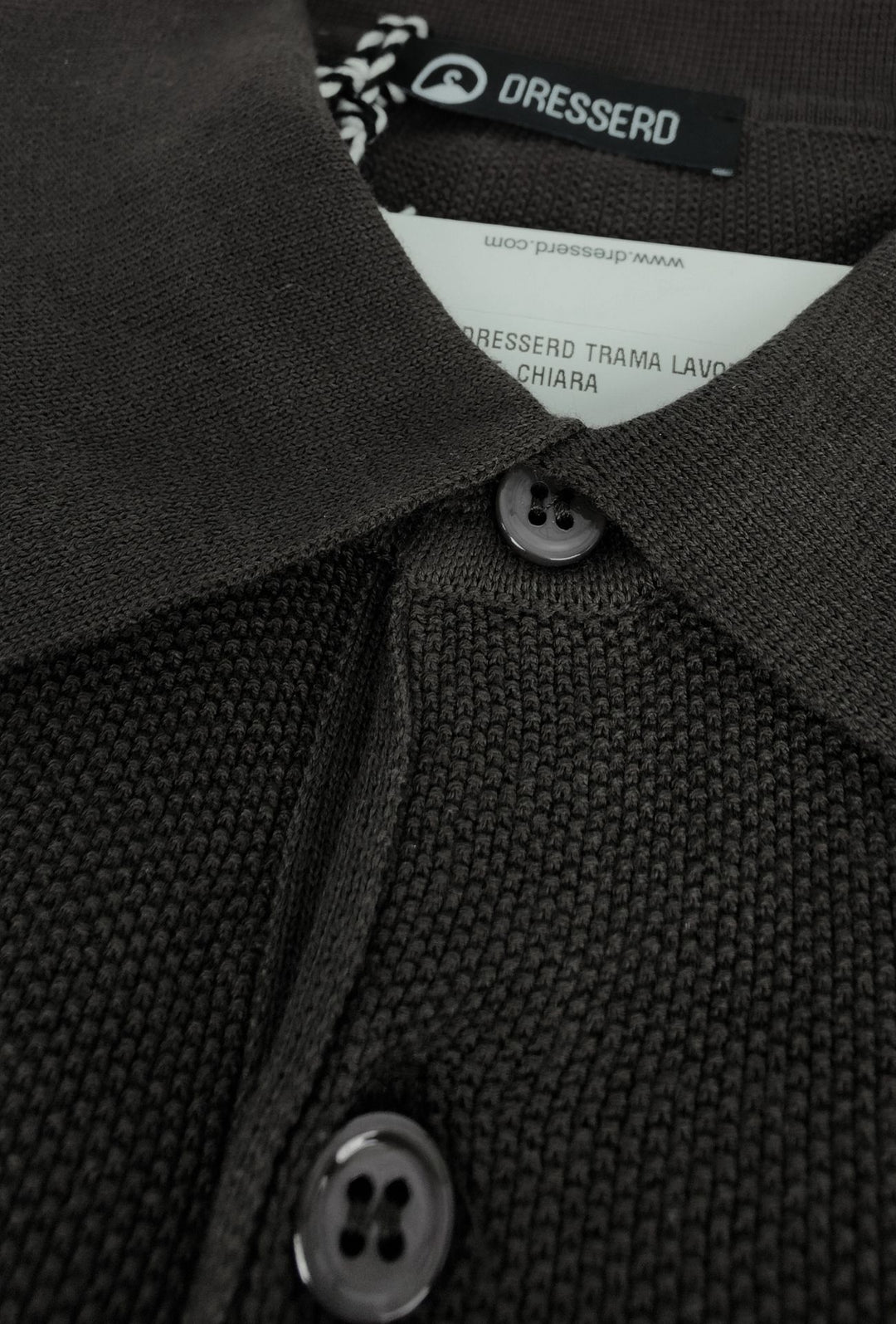Polo uomo in maglia 100% Cotone in maglia trama lavorata - MARRONE