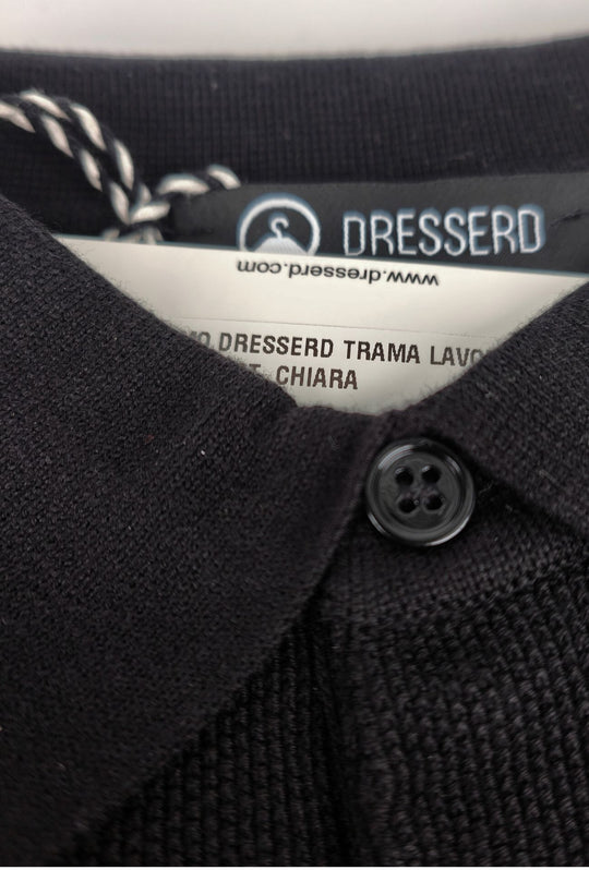 Polo uomo in maglia 100% Cotone in maglia trama lavorata - NERO