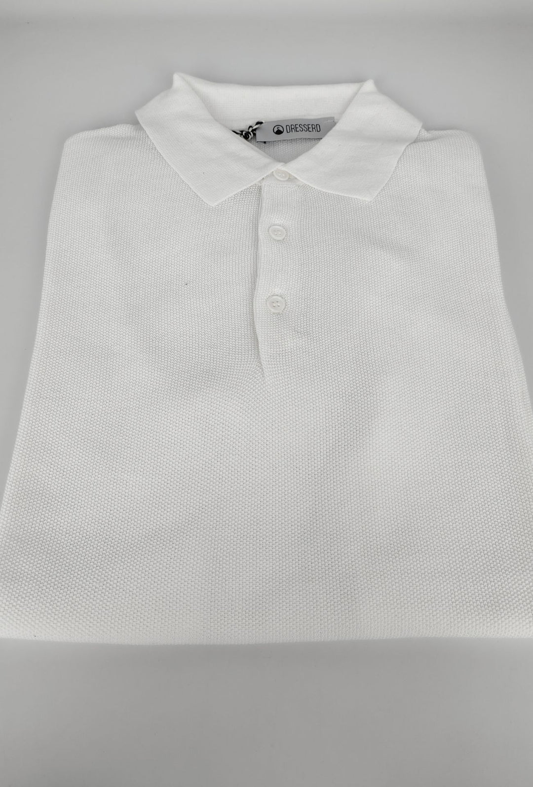 Polo uomo in maglia 100% Cotone in maglia trama lavorata - BIANCO