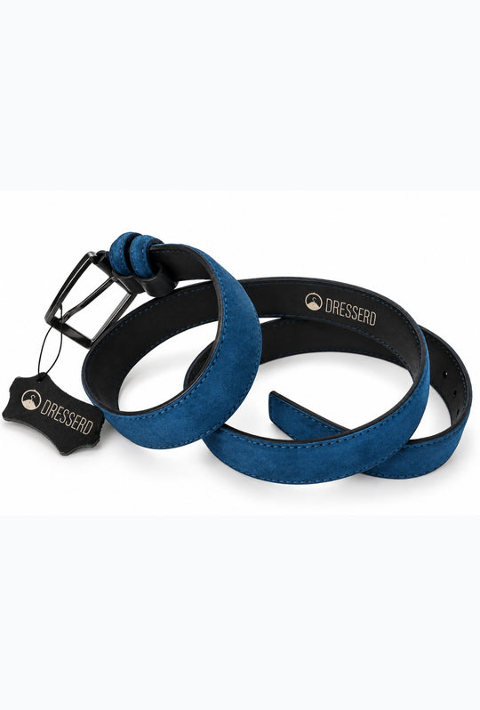 Cintura Uomo DRESSERD in Camoscio Vera Pelle Made in Italy- BLU