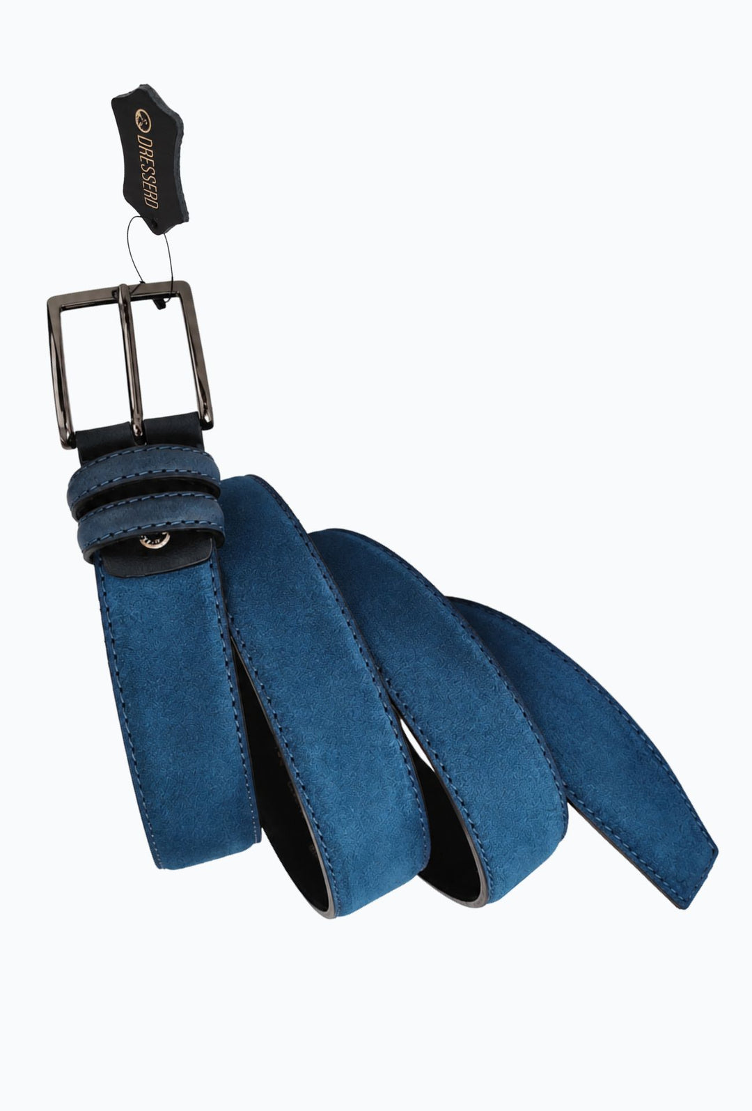 Cintura Uomo DRESSERD in Camoscio Vera Pelle Made in Italy- BLU