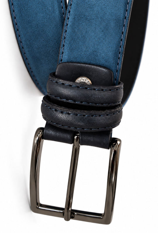 Cintura Uomo DRESSERD in Camoscio Vera Pelle Made in Italy- BLU