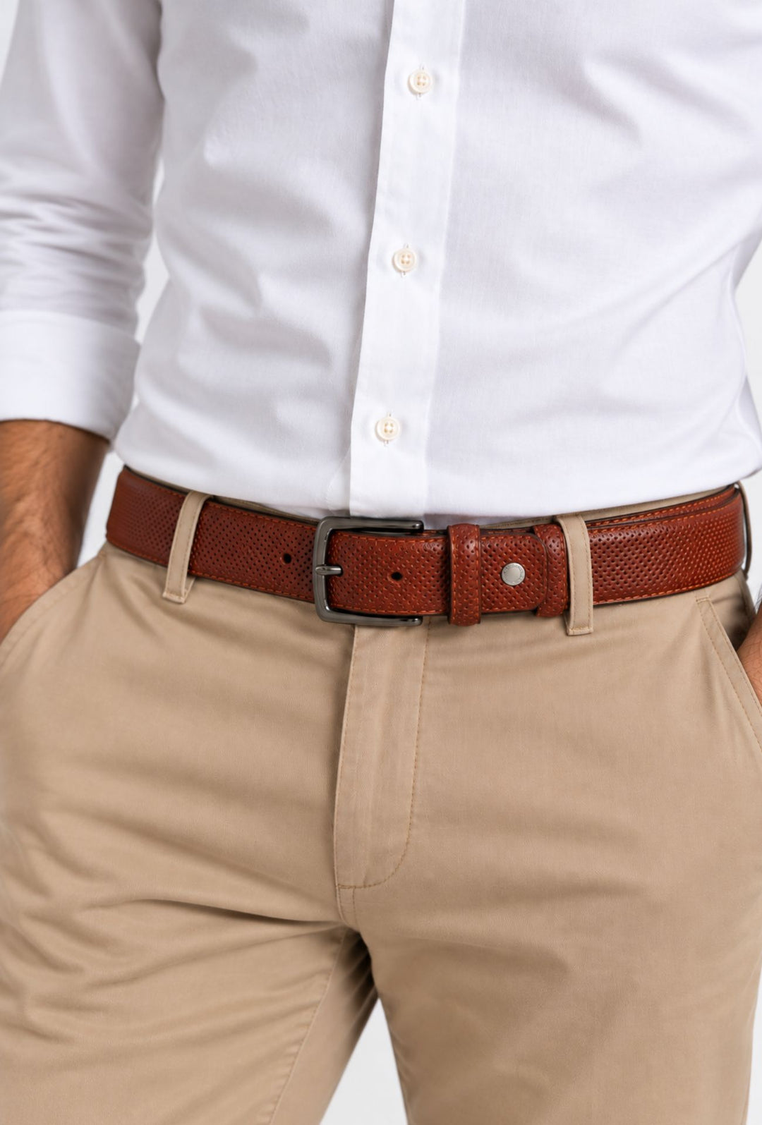 Cintura Uomo in Vera Pelle Traforata Made in Italy DRESSERD- CUOIO