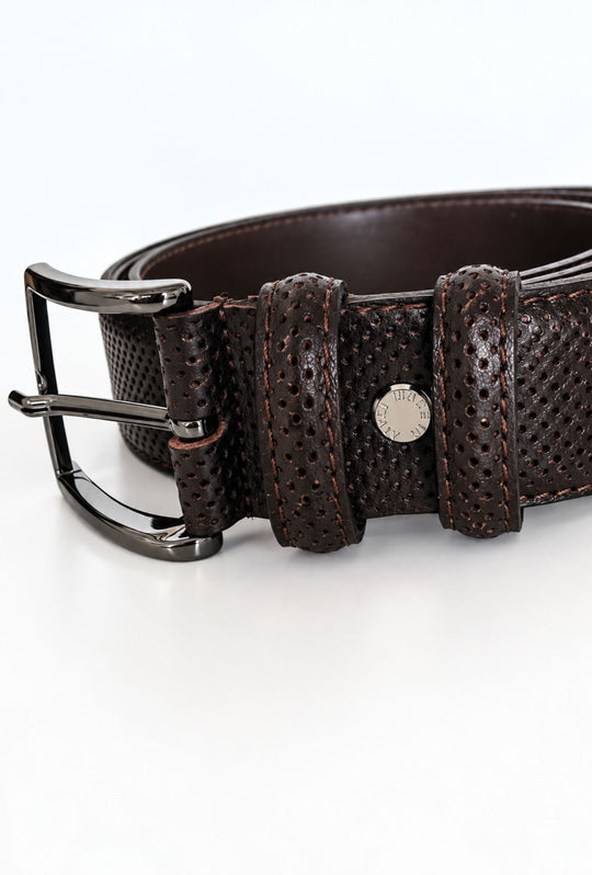 Cintura Uomo in Vera Pelle Traforata Made in Italy DRESSERD- MORO