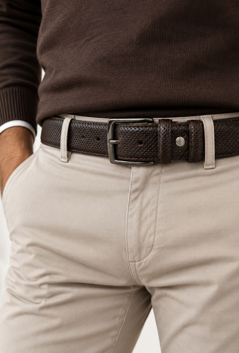 Cintura Uomo in Vera Pelle Traforata Made in Italy DRESSERD- MORO