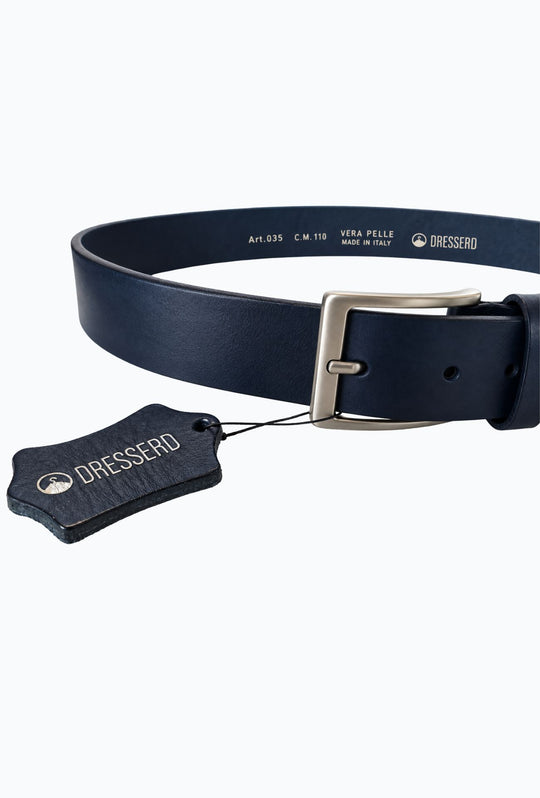 Cintura Uomo DRESSERD in cuoio Made in Italy- BLU