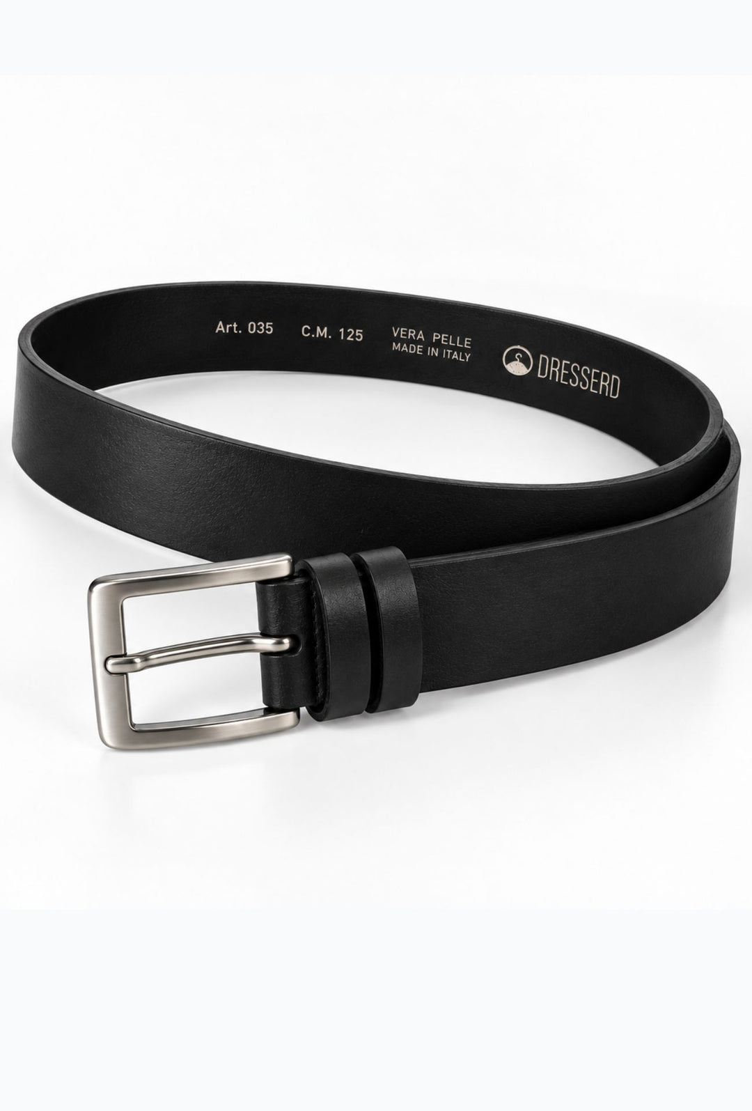 Cintura Uomo DRESSERD in cuoio Made in Italy- NERO