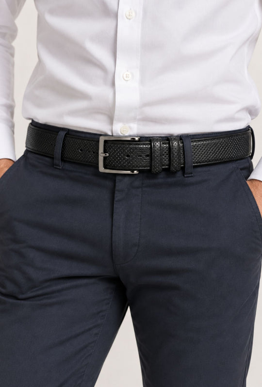 Cintura Uomo in Vera Pelle Traforata Made in Italy DRESSERD- NERO