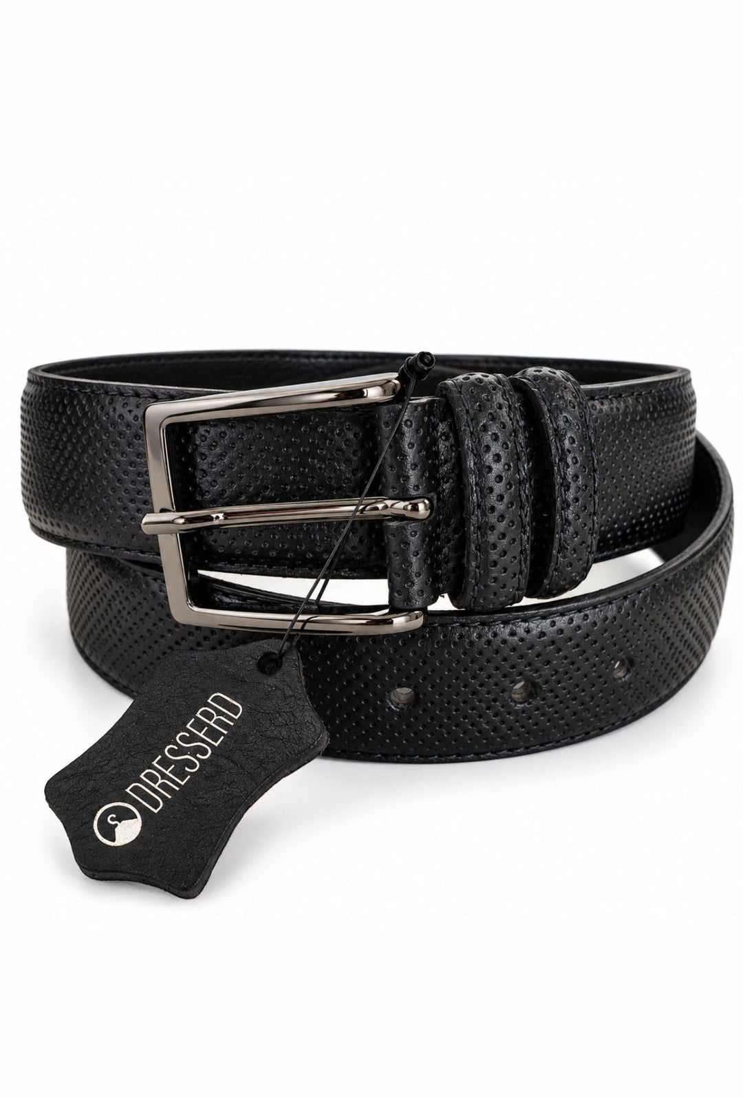 Cintura Uomo in Vera Pelle Traforata Made in Italy DRESSERD- NERO