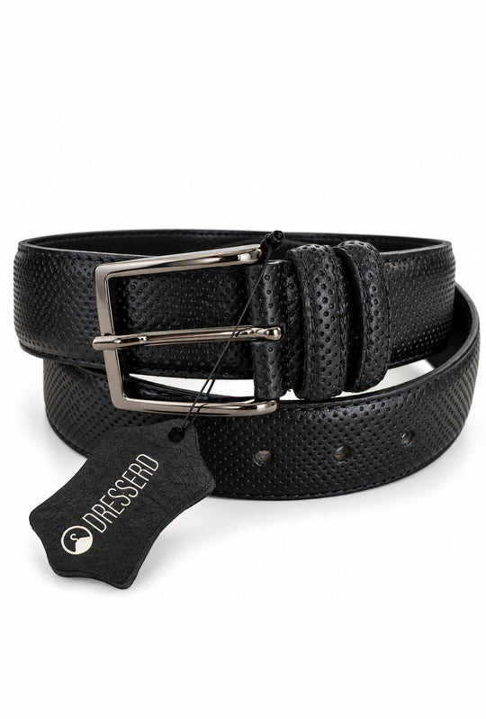 Cintura Uomo in Vera Pelle Traforata Made in Italy DRESSERD- NERO