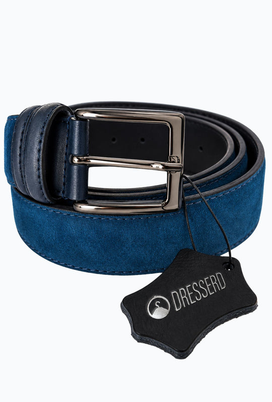 Cintura Uomo DRESSERD in Camoscio Vera Pelle Made in Italy- BLU