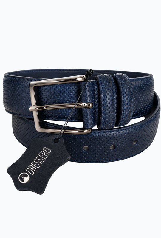 Cintura Uomo in Vera Pelle Traforata Made in Italy DRESSERD-BLU