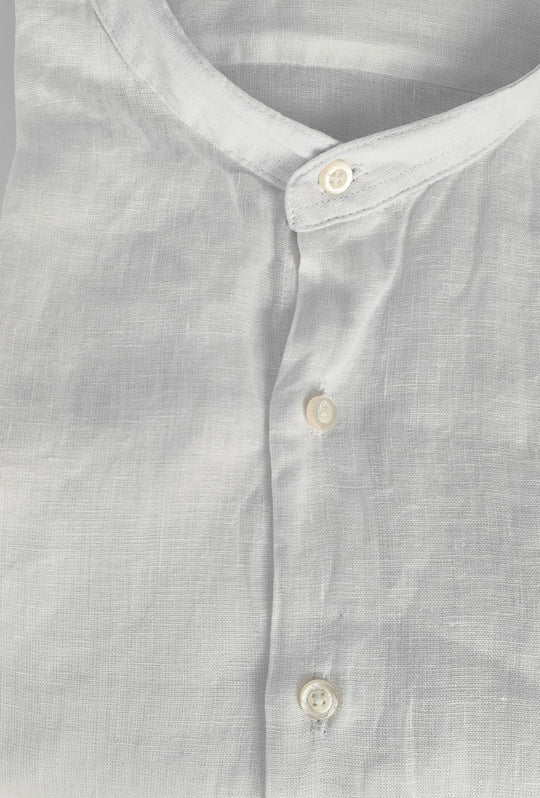 Camicia uomo 100% Lino fiammato collo coreano Dresserd - BIANCO