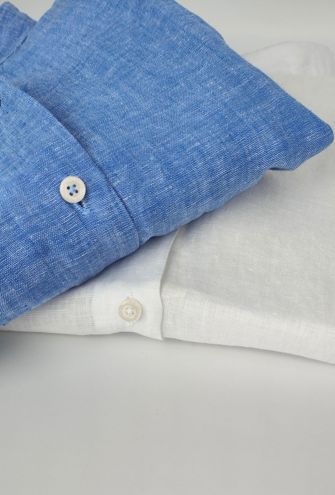 Camicia uomo 100% Lino fiammato collo coreano Dresserd - BIANCO