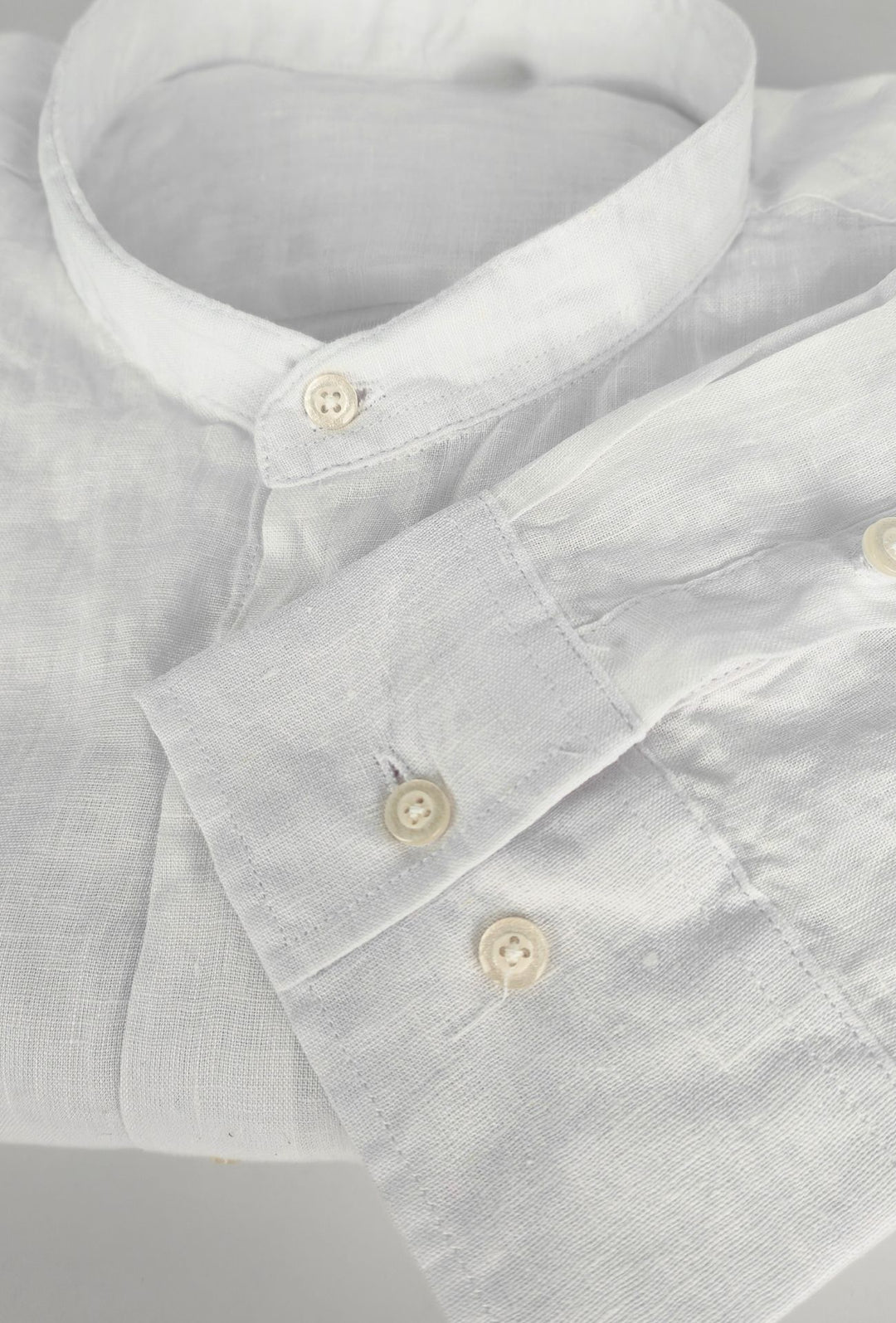 Camicia uomo 100% Lino fiammato collo coreano Dresserd - BIANCO