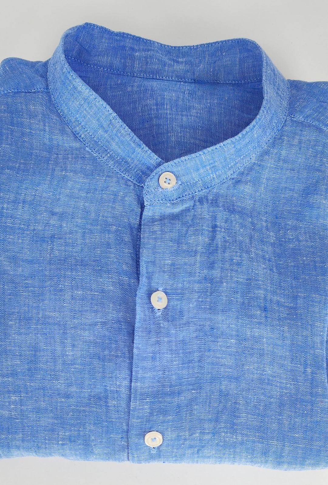 Camicia uomo 100% Lino fiammato collo coreano Dresserd - DENIM
