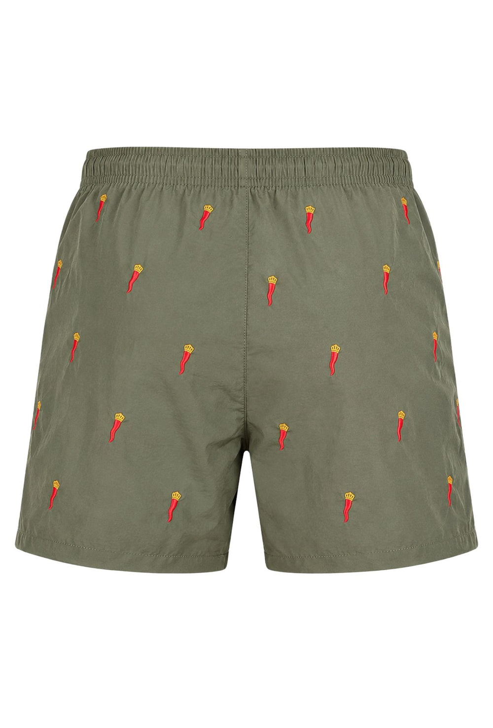 Costume da Bagno Uomo Dresserd  Ricamo Corno Portafortuna Napoletano -VERDE MILITARE