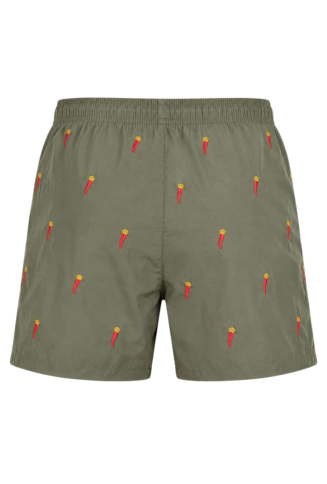 Costume da Bagno Uomo Dresserd  Ricamo Corno Portafortuna Napoletano -VERDE MILITARE