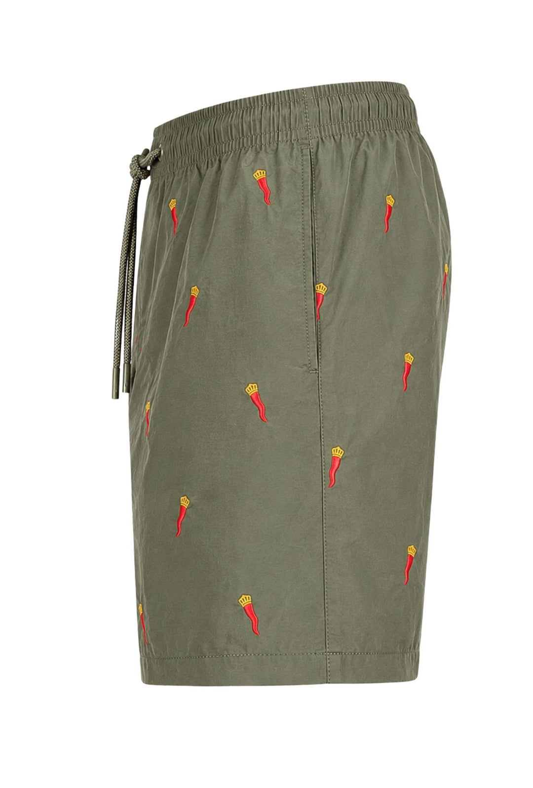Costume da Bagno Uomo Dresserd  Ricamo Corno Portafortuna Napoletano -VERDE MILITARE