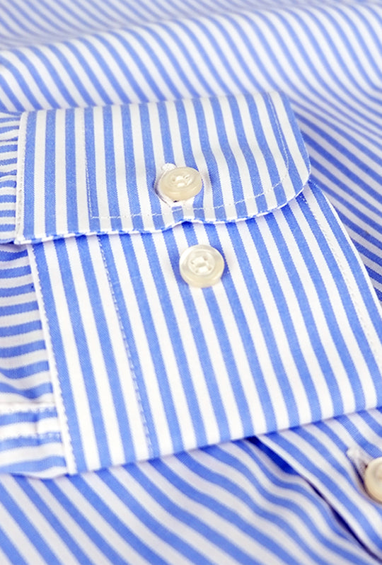 Camicia Uomo manica lunga rigata azzurra Collo francese Dresserd