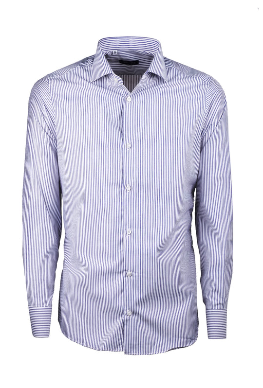 Camicia Uomo manica lunga riga piccola Collo francese Dresserd