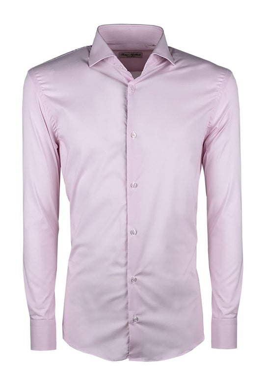 Camicia Uomo Manica lunga in cotone slim fit tinta Unita - ROSA