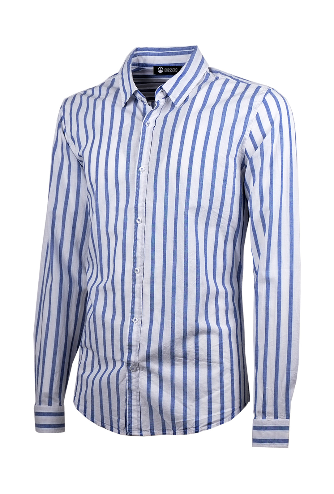 Camicia Uomo Manica lunga di Lino Collo francese Camicie Dresserd - AZZURRO