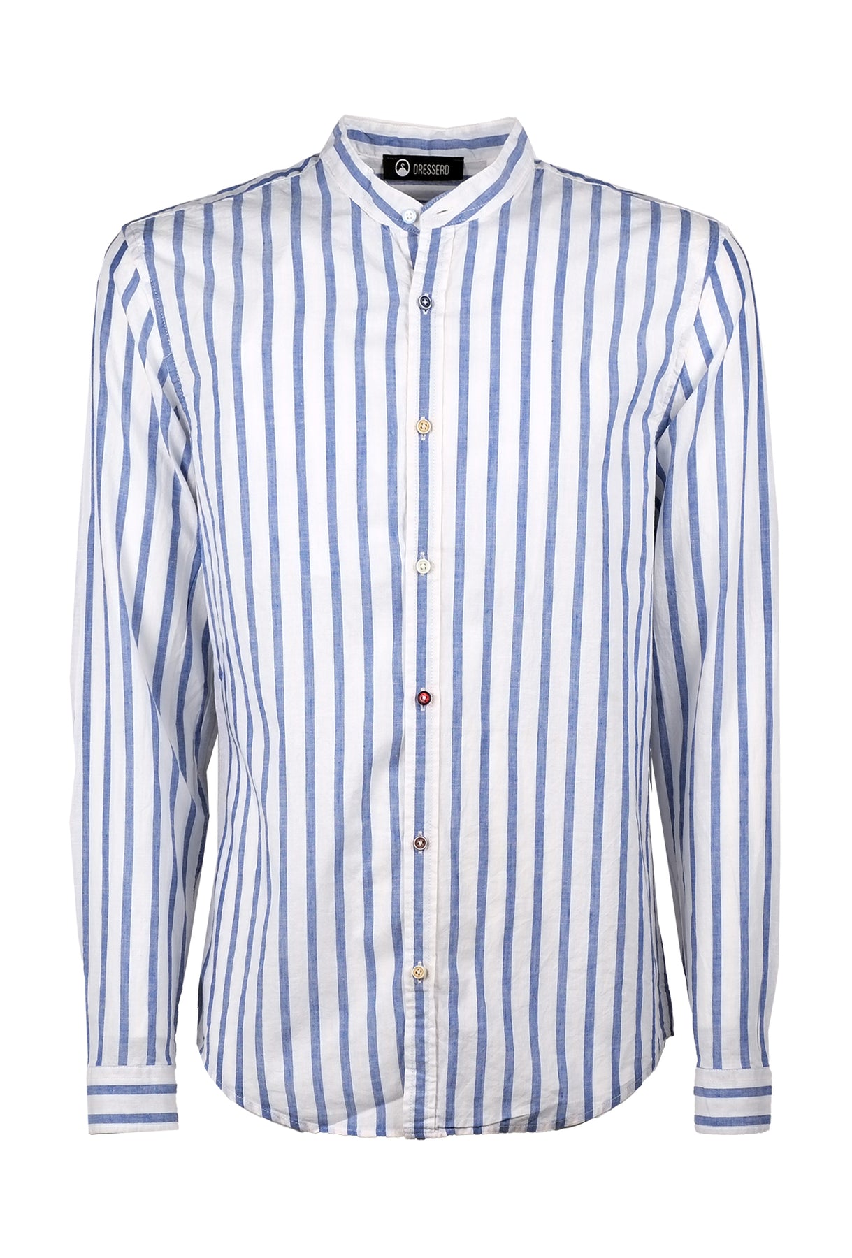 WWricotta Camicia Lino Uomo - Henley con Collo Alto Camicie Slim Fit