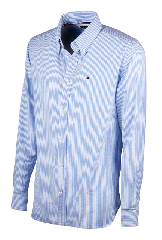 Camicia Uomo Tommy Hilfiger rigata button down camicie Dresserd- RIGHE CELESTI